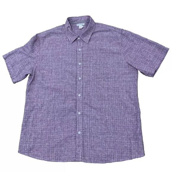 Carbon 2 Cobalt Linen Shirt Men L Light Red Pocket Button Up Casual Summer Large - Picture 1 of 16